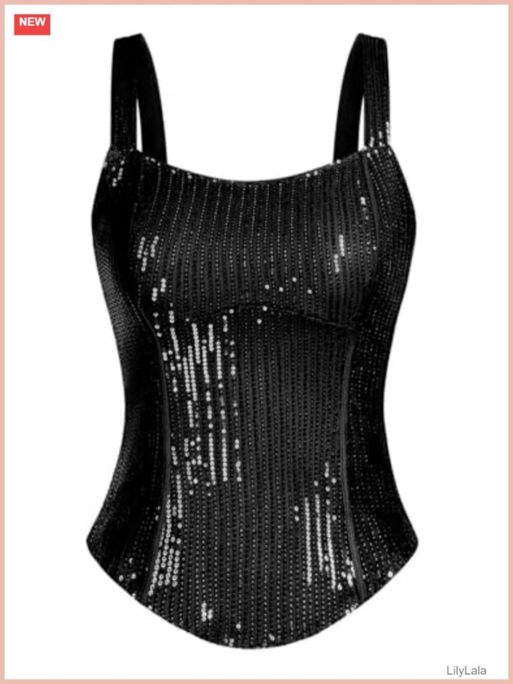 Sequin Corset Tank Top Square Neck Sleeveless Party Top